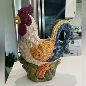 Jay Import Colorful Farmhouse Crowing Rooster Ceramic Pitcher